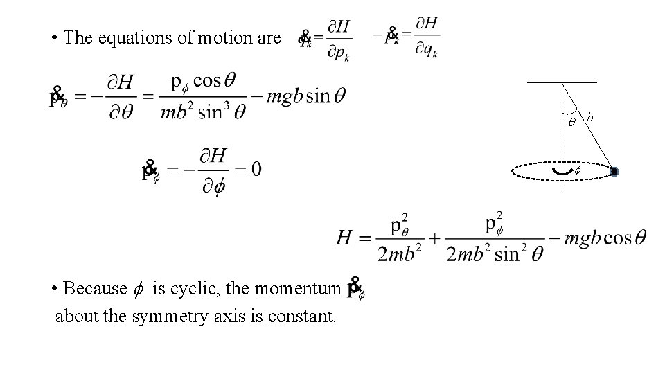  • The equations of motion are b q f • Because f is