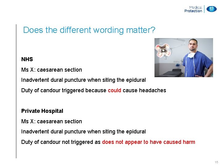 Does the different wording matter? NHS Ms X: caesarean section Inadvertent dural puncture when