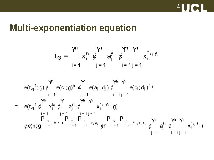 Multi-exponentiation equation 