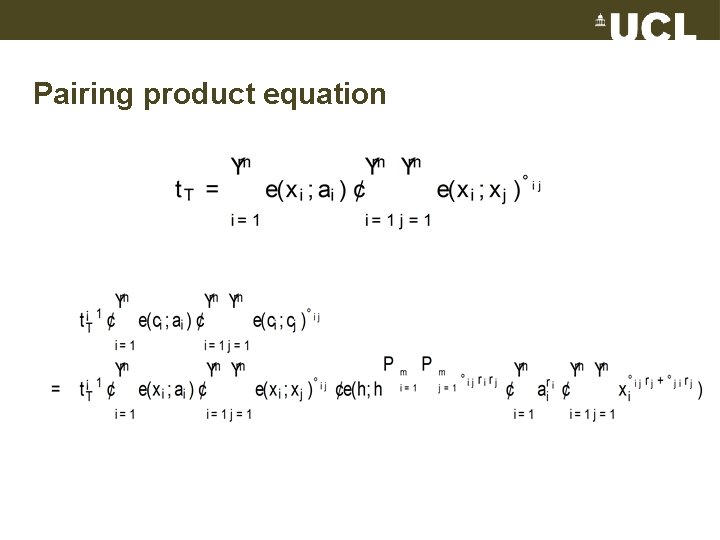 Pairing product equation 