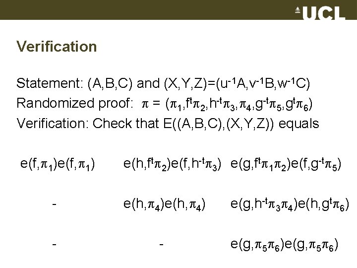 Verification Statement: (A, B, C) and (X, Y, Z)=(u-1 A, v-1 B, w-1 C)