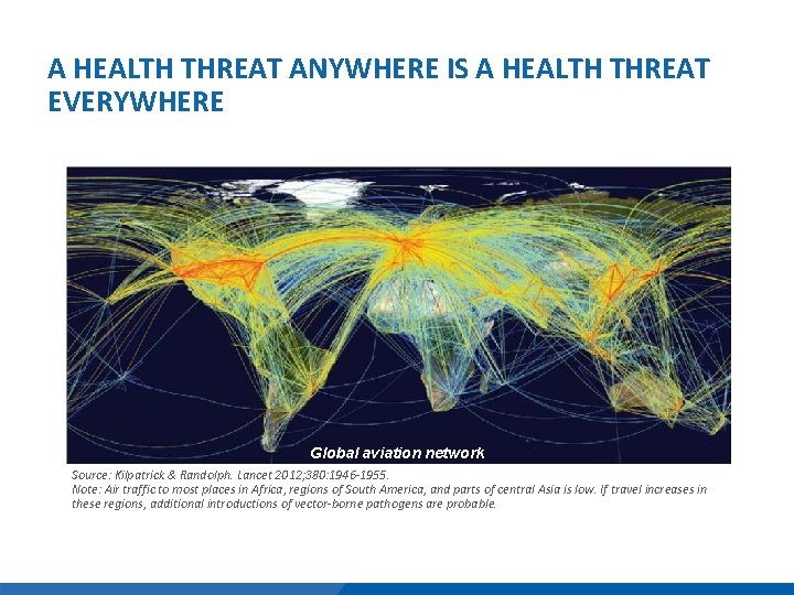 A HEALTH THREAT ANYWHERE IS A HEALTH THREAT EVERYWHERE Global aviation network Source: Kilpatrick