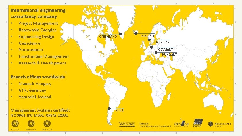 International engineering consultancy company • • Project Management Renewable Energies Engineering Design Geoscience Procurement