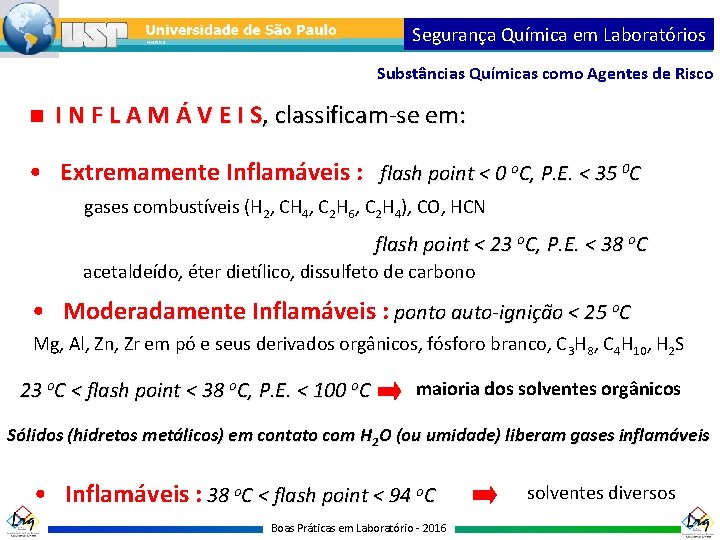 Segurança Química em Laboratórios Substâncias Químicas como Agentes de Risco I N F L