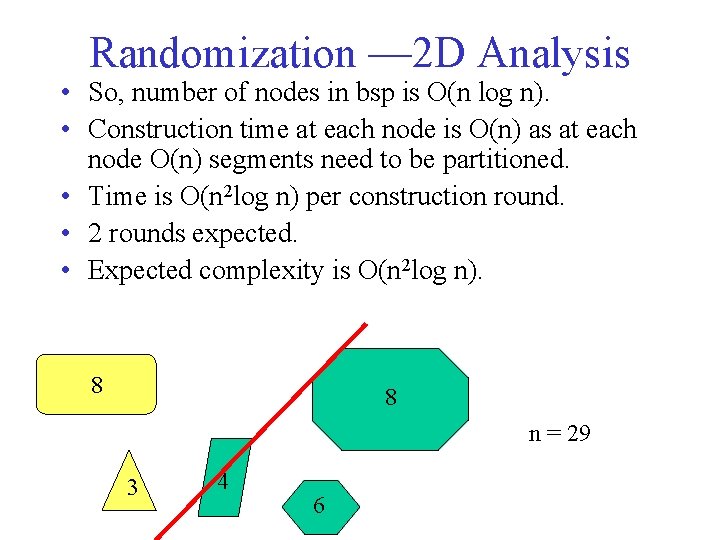 Randomization — 2 D Analysis • So, number of nodes in bsp is O(n