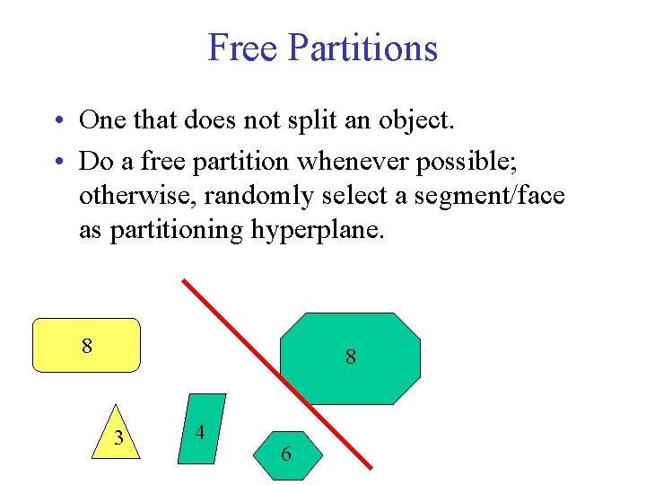 Free Partitions • One that does not split an object. • Do a free