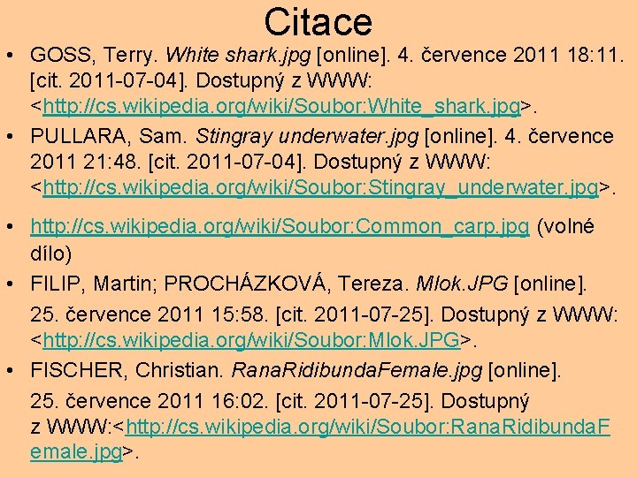 Citace • GOSS, Terry. White shark. jpg [online]. 4. července 2011 18: 11. [cit.
