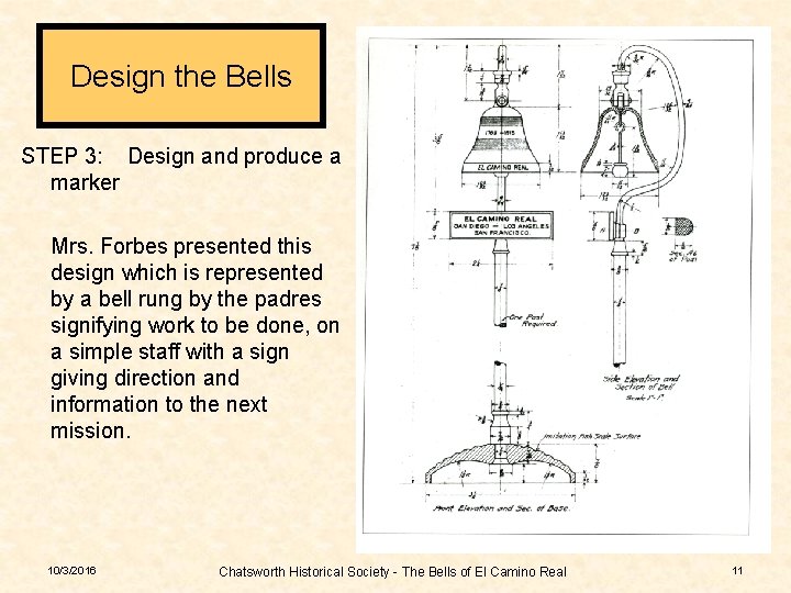 Design the Bells STEP 3: Design and produce a marker Mrs. Forbes presented this