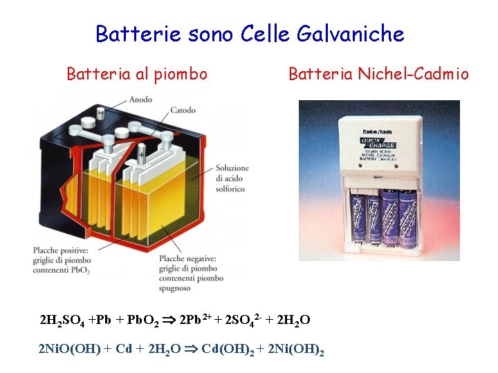 Batterie sono Celle Galvaniche Batteria al piombo Batteria Nichel-Cadmio 2 H 2 SO 4