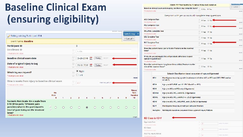 Baseline Clinical Exam (ensuring eligibility) 