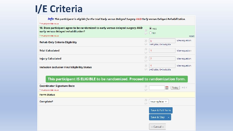 I/E Criteria 