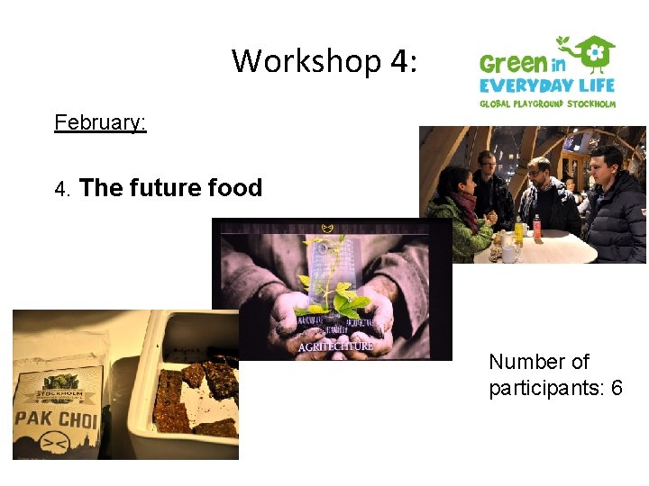 Workshop 4: February: 4. The future food Number of participants: 6 