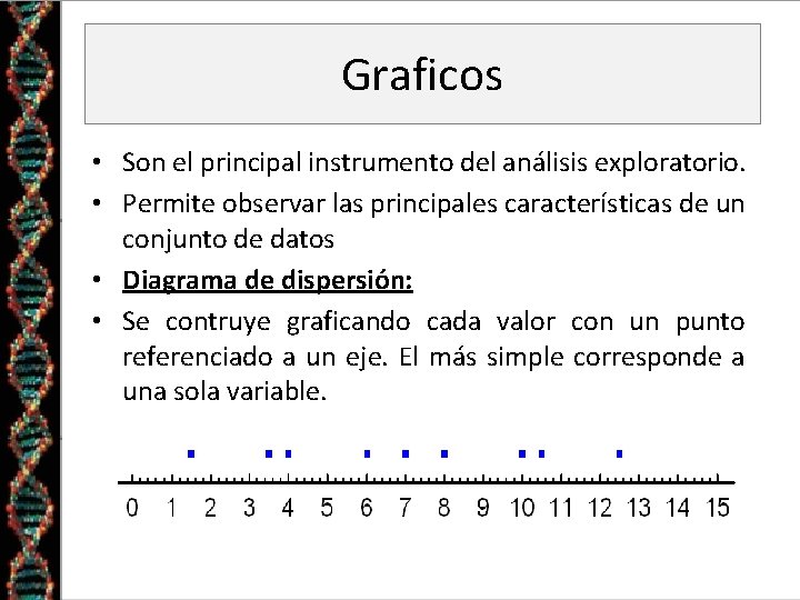 Graficos • Son el principal instrumento del análisis exploratorio. • Permite observar las principales