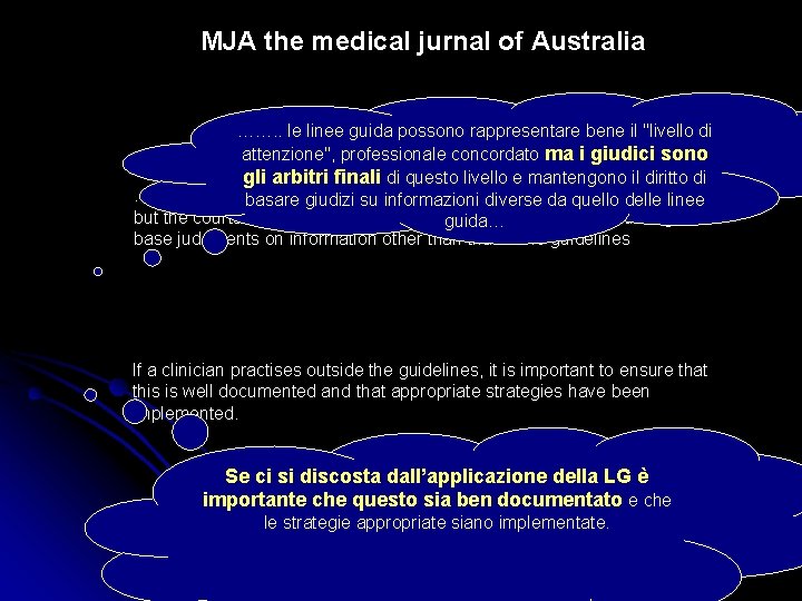 MJA the medical jurnal of Australia ……. . le linee guida possono rappresentare bene