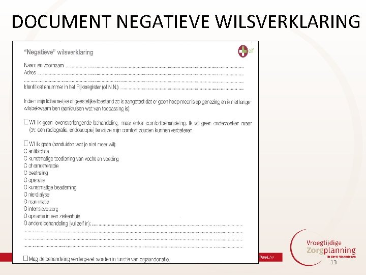 DOCUMENT NEGATIEVE WILSVERKLARING 13 