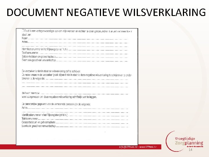 DOCUMENT NEGATIEVE WILSVERKLARING 14 