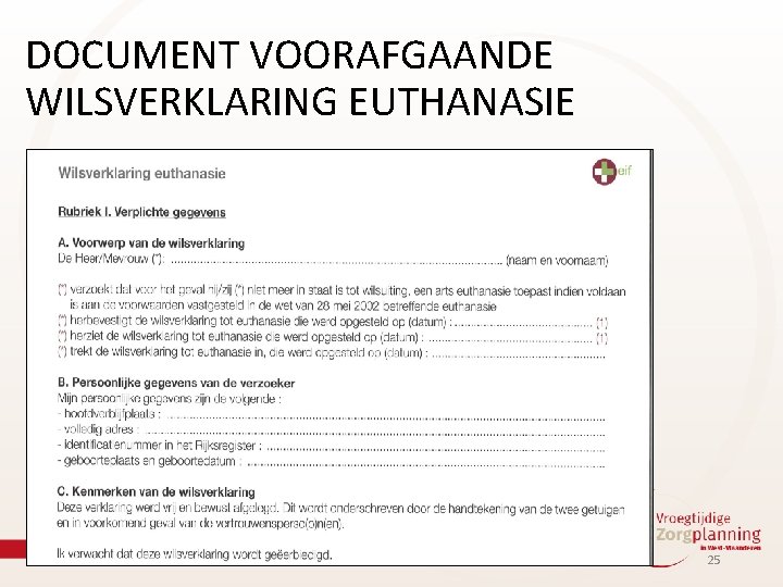 DOCUMENT VOORAFGAANDE WILSVERKLARING EUTHANASIE 25 