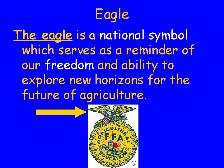 Eagle The eagle is a national symbol which serves as a reminder of our