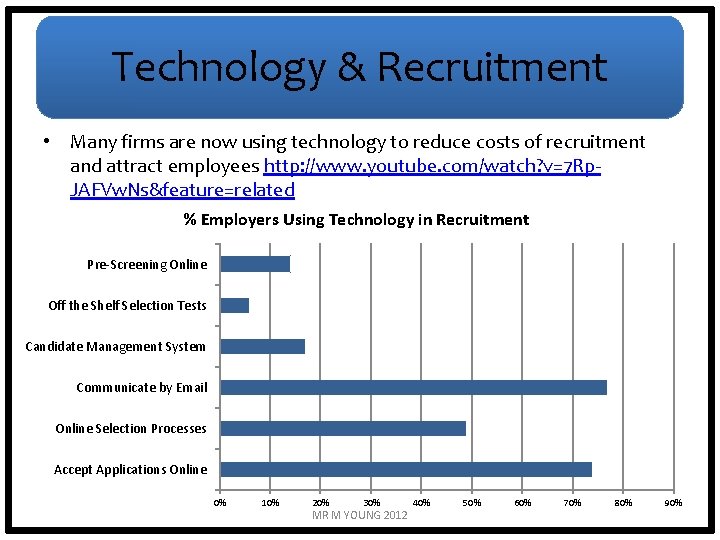 Technology & Recruitment • Many firms are now using technology to reduce costs of
