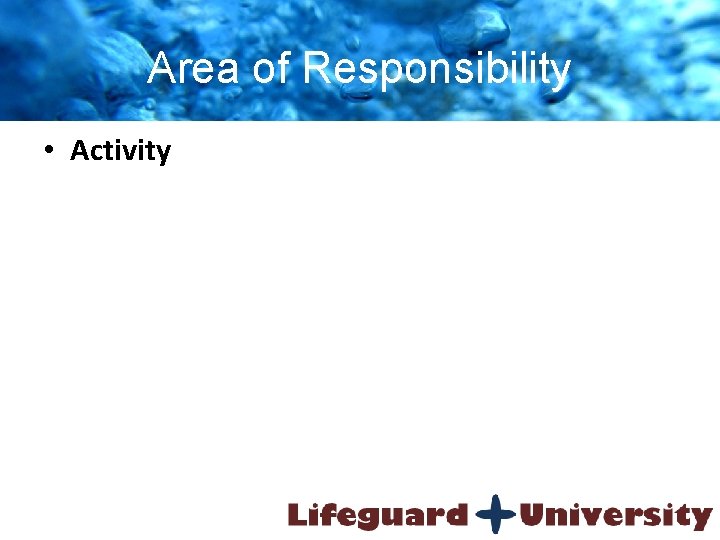 Area of Responsibility • Activity 