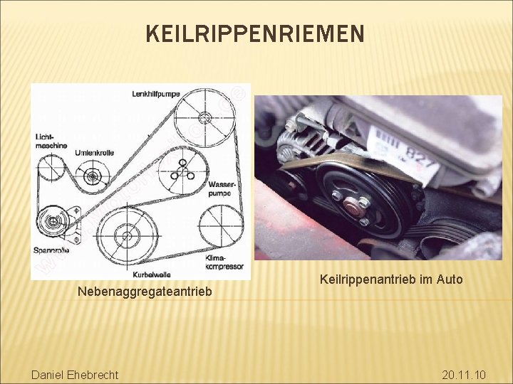 KEILRIPPENRIEMEN Nebenaggregateantrieb Daniel Ehebrecht Keilrippenantrieb im Auto 20. 11. 10 