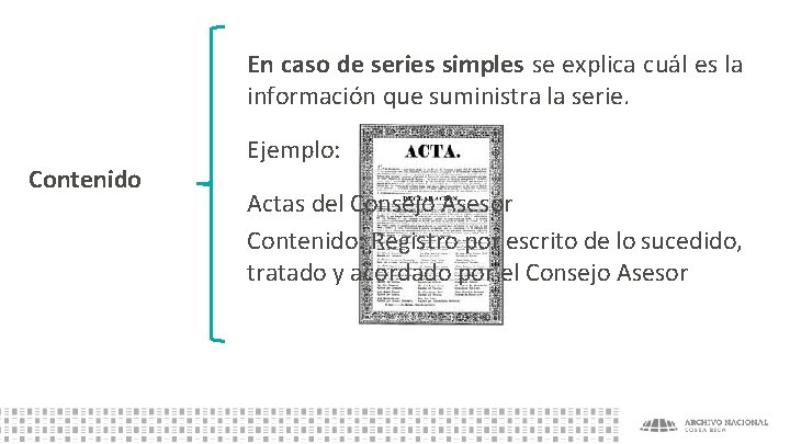 En caso de series simples se explica cuál es la información que suministra la