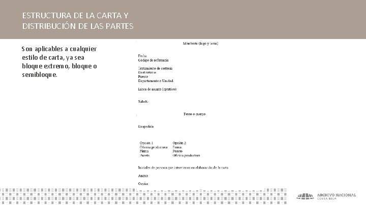 ESTRUCTURA DE LA CARTA Y DISTRIBUCIÓN DE LAS PARTES Son aplicables a cualquier estilo