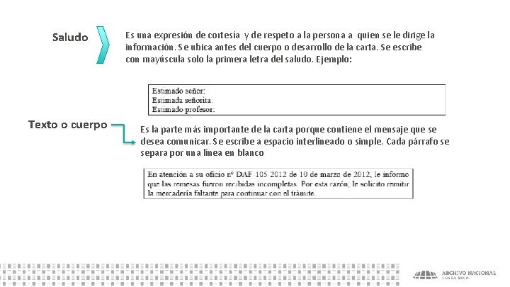 Saludo Texto o cuerpo Es una expresión de cortesía y de respeto a la