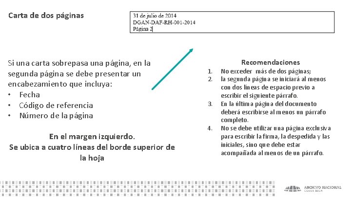 Carta de dos páginas Si una carta sobrepasa una página, en la segunda página