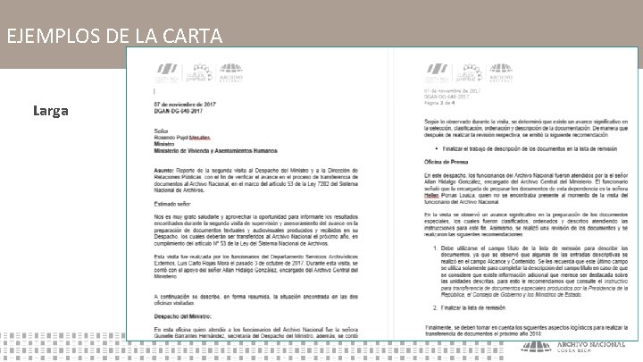 EJEMPLOS DE LA CARTA Larga 