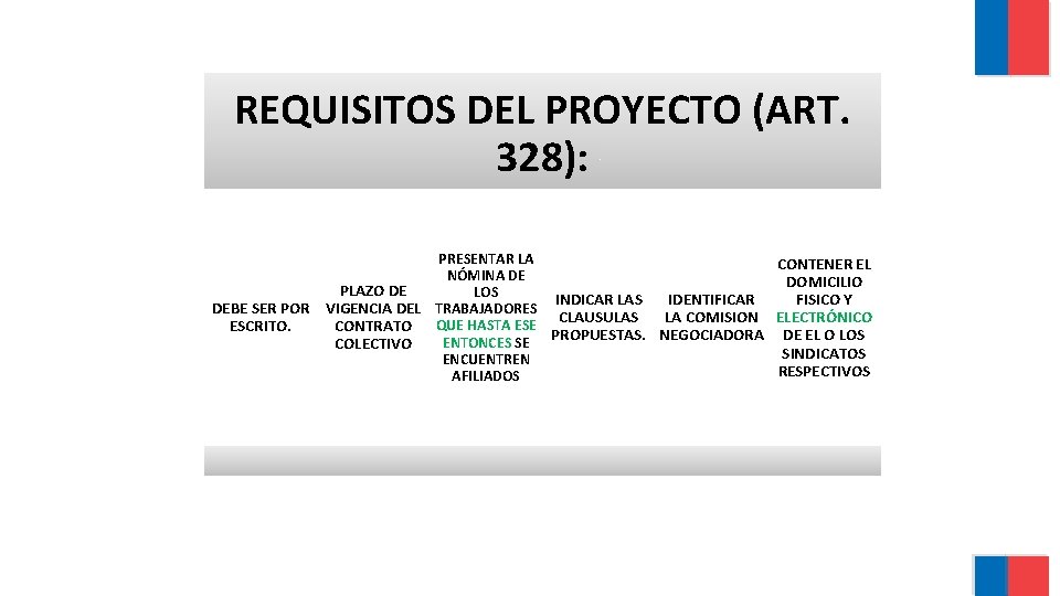 REQUISITOS DEL PROYECTO (ART. 328): PRESENTAR LA CONTENER EL NÓMINA DE DOMICILIO PLAZO DE