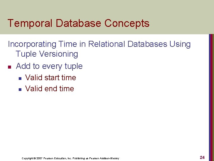 Temporal Database Concepts Incorporating Time in Relational Databases Using Tuple Versioning n Add to