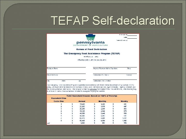 TEFAP Self-declaration 