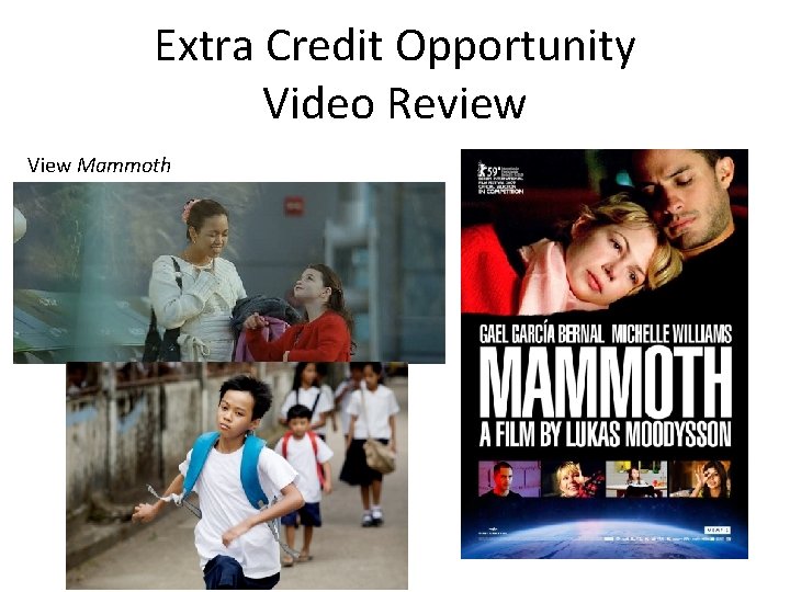 Extra Credit Opportunity Video Review View Mammoth 