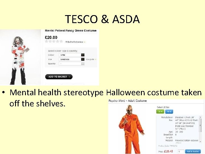 TESCO & ASDA • Mental health stereotype Halloween costume taken off the shelves. 