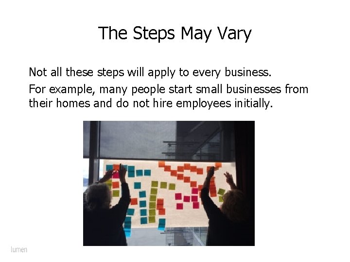 The Steps May Vary Not all these steps will apply to every business. For