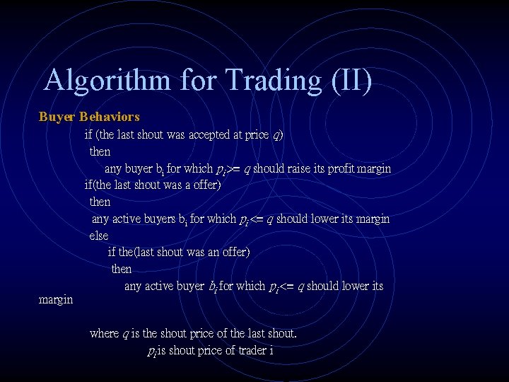 Algorithm for Trading (II) Buyer Behaviors margin if (the last shout was accepted at