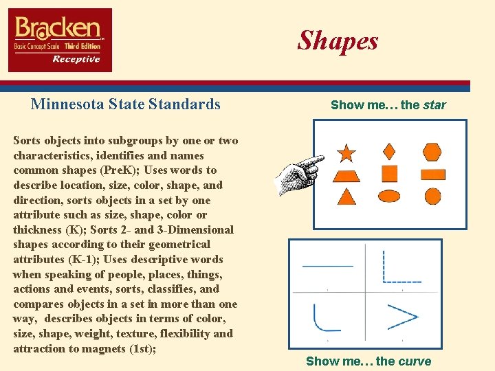 Shapes Minnesota State Standards Sorts objects into subgroups by one or two characteristics, identifies