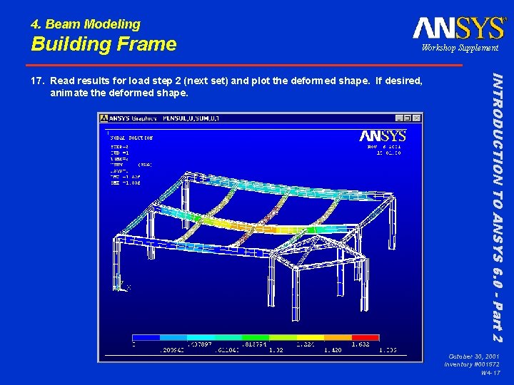 4. Beam Modeling Building Frame Workshop Supplement INTRODUCTION TO ANSYS 6. 0 - Part