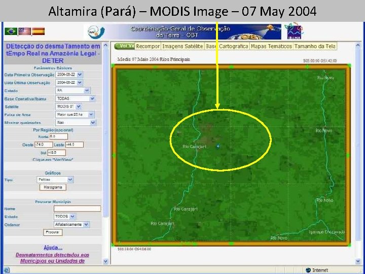 Altamira (Pará) – MODIS Image – 07 May 2004 