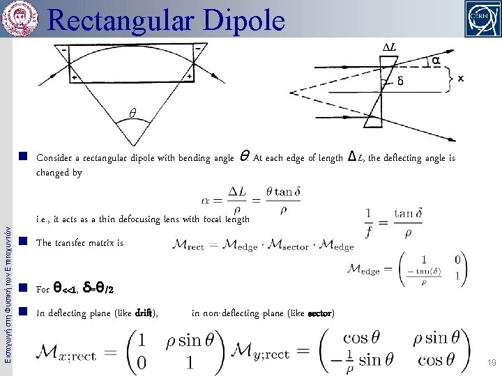Rectangular Dipole ΔL θ Εισαγωγή στη Φυσική των Επιταχυντών n Consider a rectangular dipole