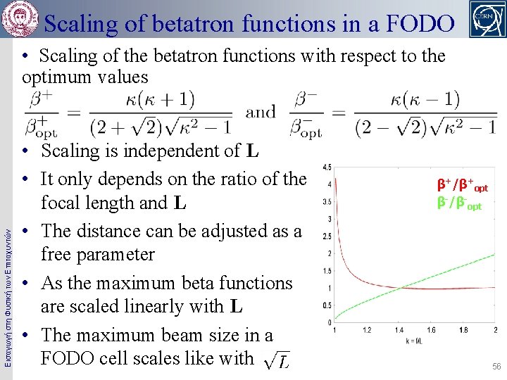 Scaling of betatron functions in a FODO Εισαγωγή στη Φυσική των Επιταχυντών • Scaling