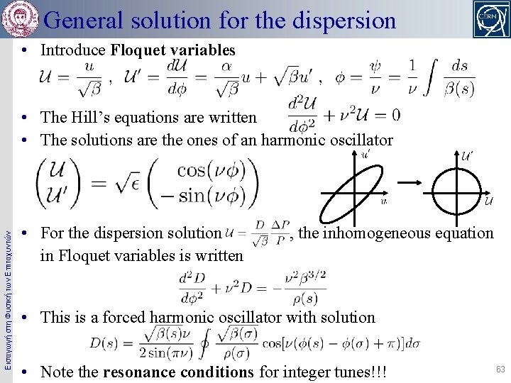 General solution for the dispersion • Introduce Floquet variables Εισαγωγή στη Φυσική των Επιταχυντών