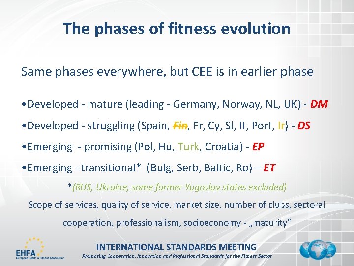 The phases of fitness evolution Same phases everywhere, but CEE is in earlier phase