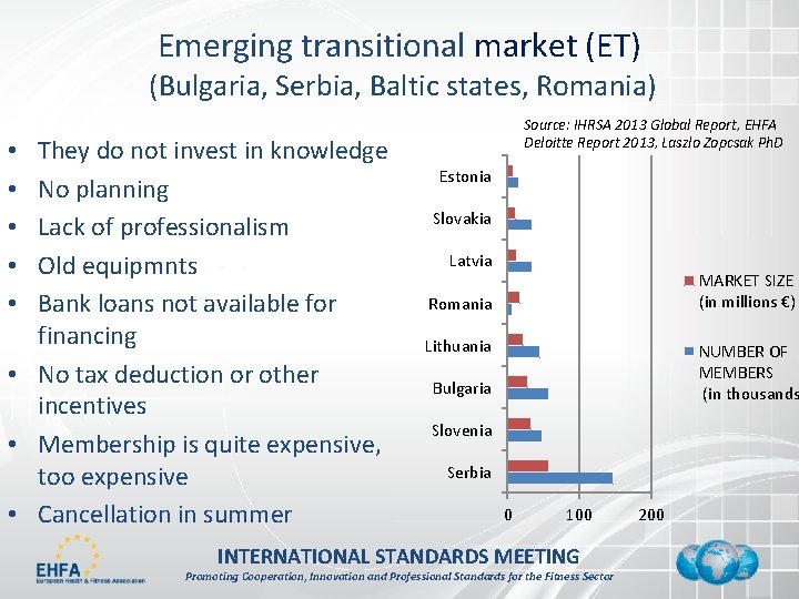 Emerging transitional market (ET) (Bulgaria, Serbia, Baltic states, Romania) They do not invest in