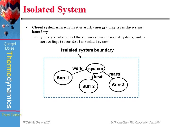 Isolated System • Çengel Boles Closed system where no heat or work (energy) may