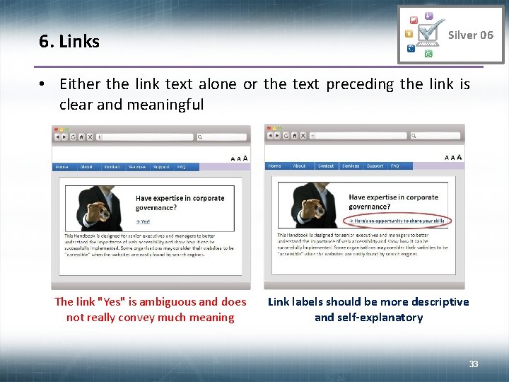 6. Links Silver 06 • Either the link text alone or the text preceding