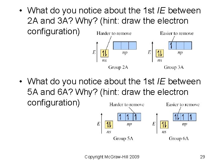  • What do you notice about the 1 st IE between 2 A