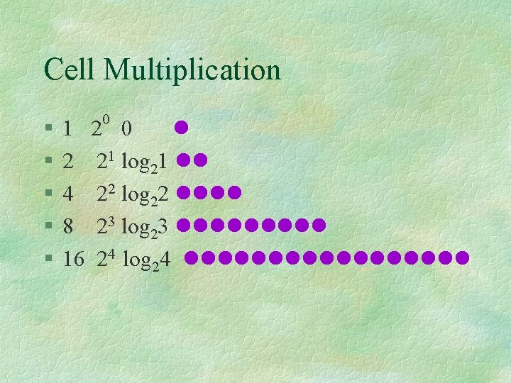 Cell Multiplication § § § 0 1 2 0 l 2 21 log 21