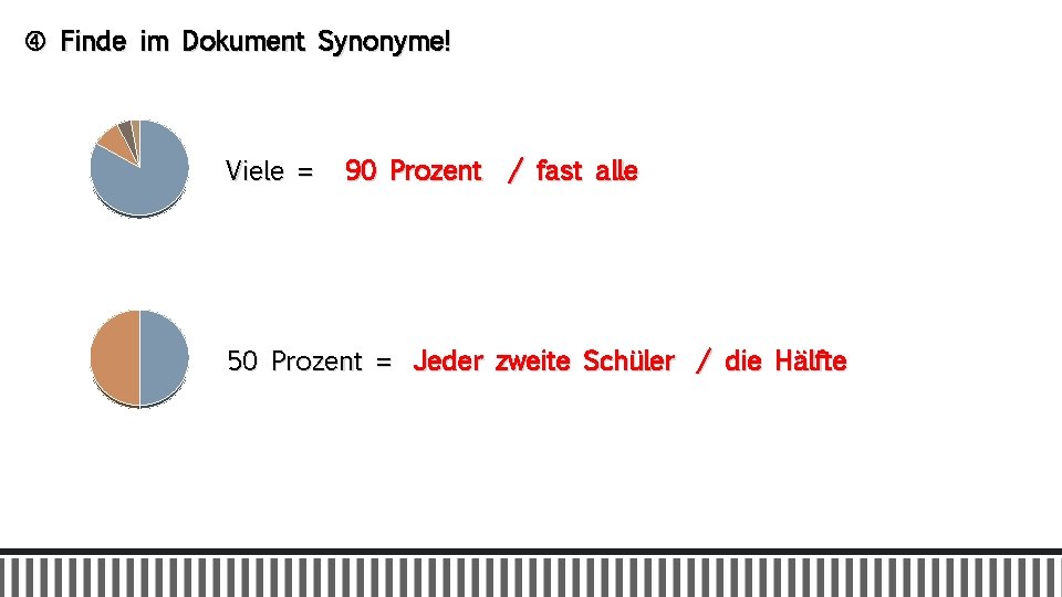  Finde im Dokument Synonyme! Viele = 90 Prozent / fast alle 50 Prozent